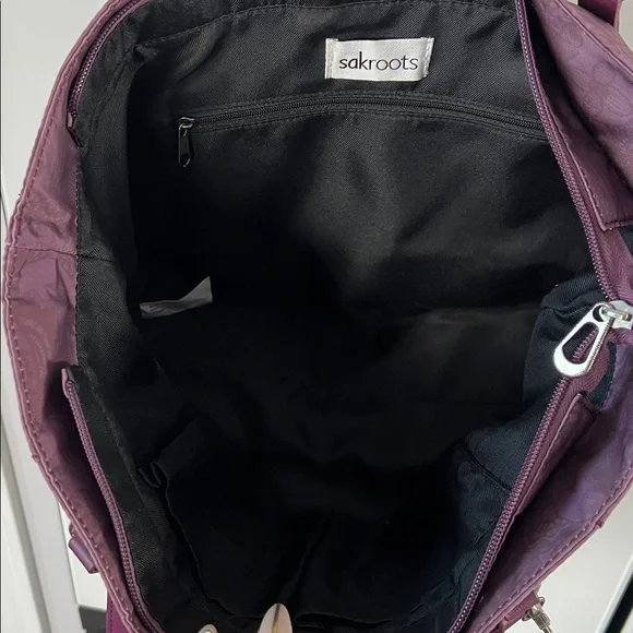 Sakroots Purple Metro Tote Owl Charm Tassel Bag | Boho Everyday Tote - Picture 11 of 17